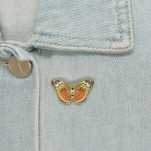 🦋Butterfly Enamel Pin Insect Animal Brooch Lapel Alloy Orange Black New Oz